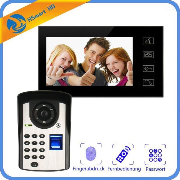 

new 7inch monitor fingerprint password keypad code hd camera video door phone doorbell intercom system wireless unlocks1
