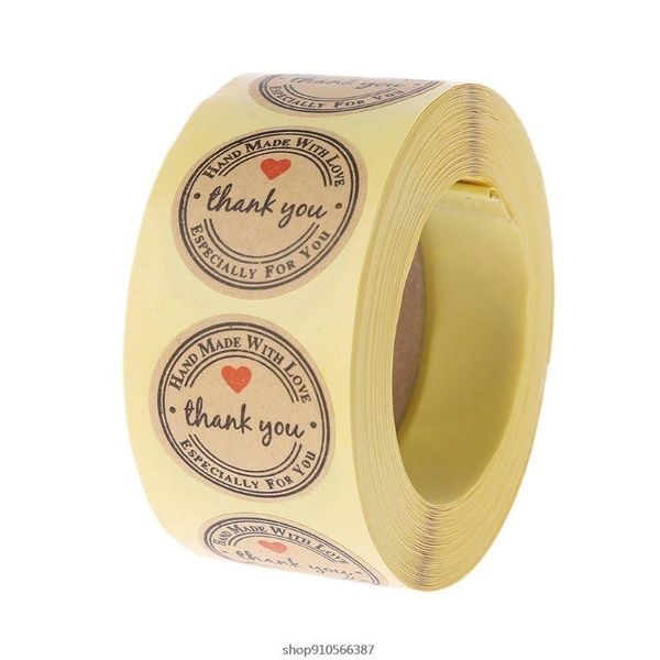 

500pcs wedding decoration heart thank you self-adhesive kraft paper stickers for scrapbook handmade gift d21 20 dropshipping