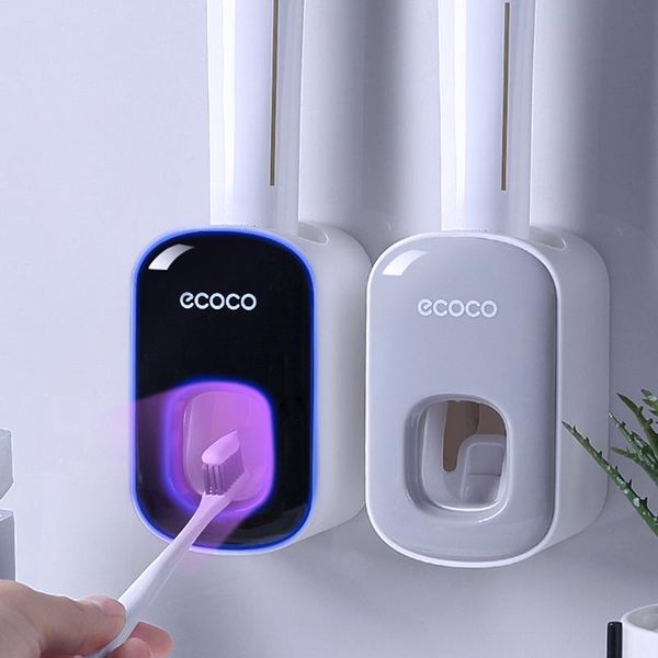 

bath accessory set wall mount automatic toothpaste dispenser toothbrush holder mounted bathroom dust-proof squeezers tooth 2021