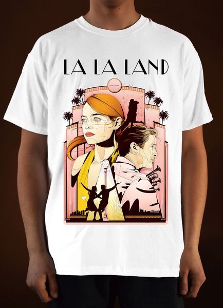 

la la land movie poster ver ryan gosling emma stone t shirt white s 3xl brand men male slim fit t shirt sport hooded sweatshirt hoodie