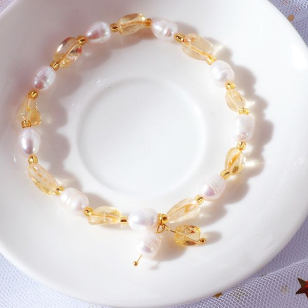 

odcpy z with fashion bracelet beads single jewelry fashion lady string circle z with shape bracelet garnet pearl beads single circle, Golden;silver