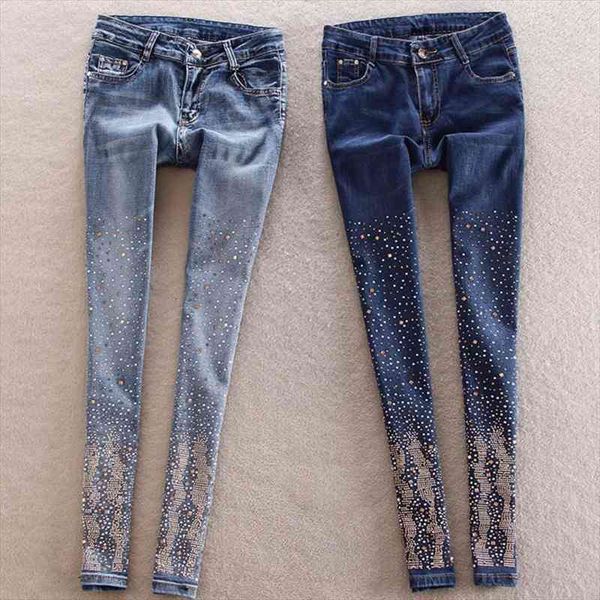 

hole jeans women pants trousers pants diamond pencil pant trousers, Blue