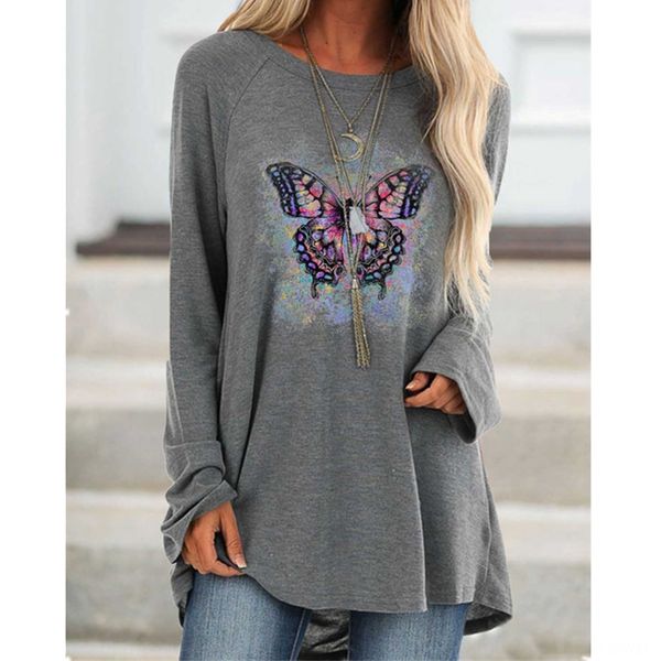 

осень зима 2020 напечатаны длинный рукав женской моды осень зима top butterfly home 2020 дом моды женщин бабочки печататься длинный sle, White