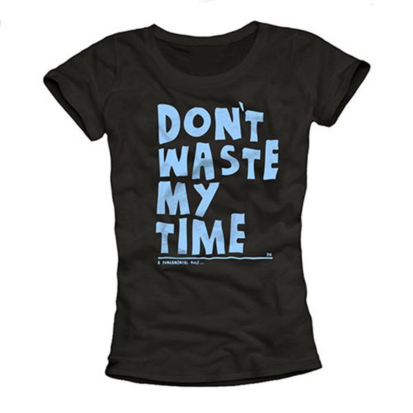 

funny women t-shirt with don't waste my time slogan print - girl tee black tee shirt sport hooded sweatshirt hoodie