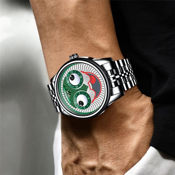 

automatic waterproof watches luxury full men mechanical masculino for sports men steel wrist mens watches relogio watch kabqg, Slivery;brown