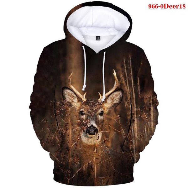 

men's hoodies & sweatshirts hoodie deer 3d women autumn winter hooded swearshirt fashion oversized pullover streetwear forest hoody top, Black