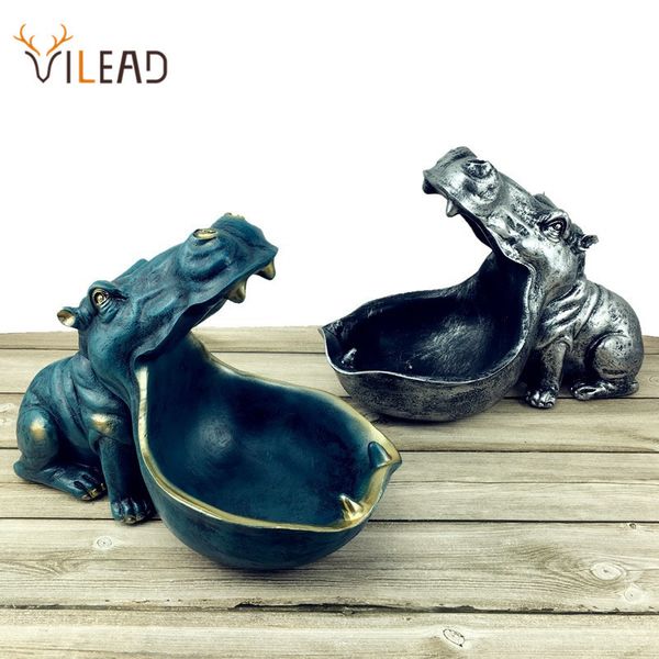 Vilead Resina Hippopotamus Estátuas Morda Decoração de Casa Presentes Decor Acessórios Hipopótamo Sala de estar Criativa Decorações 20125