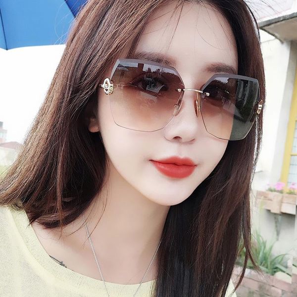 

fashion anti-glare rimless crystal sunglasses women irregular polygonal sun glasses for women female shades eyewear uv400 oculos1, White;black