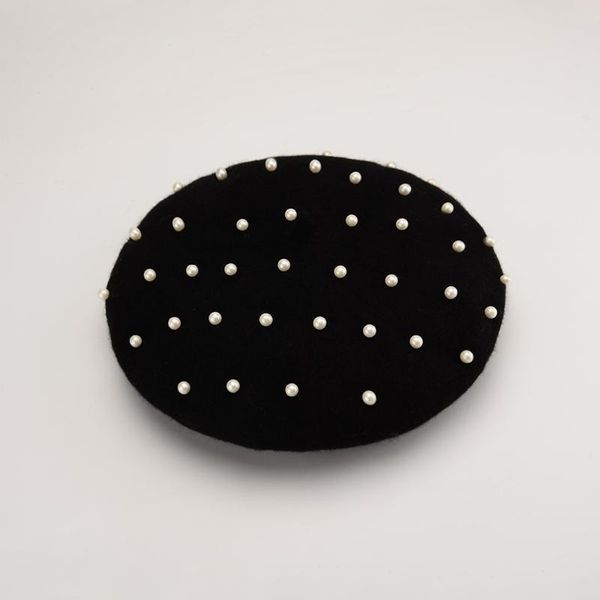 

cokk wool beret vintage warm wool winter women beret full pearl beads french artist beanie hat cap girl spring and autumn swy bbyafp, Blue;gray