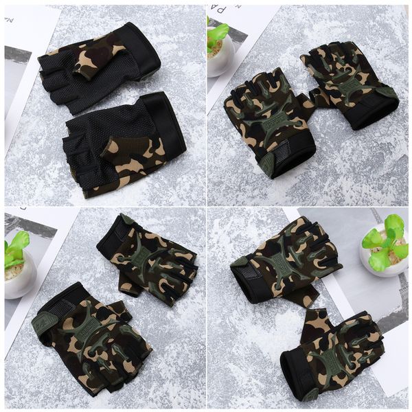 

1 pair breathable antiskid half finger cycling gloves for children outdoor sports protection, Blue;gray