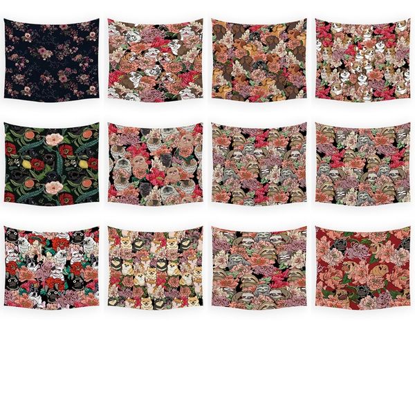 

тропический завод гобелен стена цветок palm симпатичные котенка старинные цветочные животные настенные гобелен главная декор живопись стена