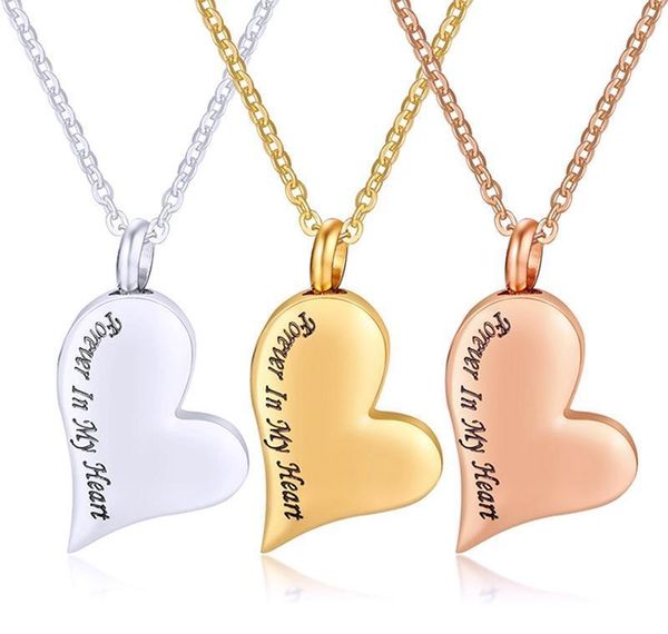 

2020 stainless steel peach heart necklace memorial cremation urn locket pendant bone ash jewelry for men wom sqcitn hat7890, Silver
