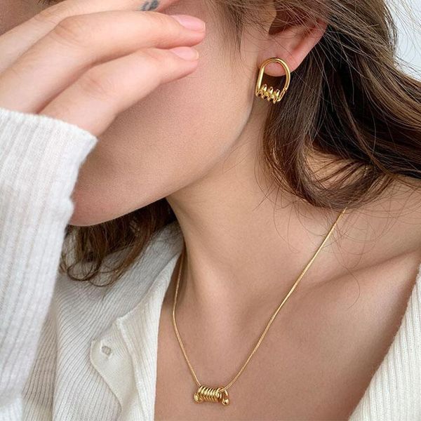 

chokers personality retro choker necklace for women christmas gift spiral gold stainless steel female knot never fade, Golden;silver