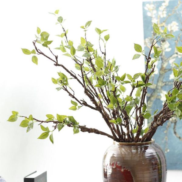 

decorative flowers & wreaths 5pcs/lot artificial bending tree branches with green leaves plastic foam stem for home diy decoration fake flow
