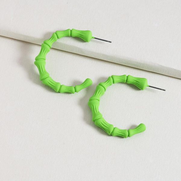 

hoop & huggie metal texture painted slub earrings green color vintage big size earring simple classic temperament jewelry accessory, Golden;silver