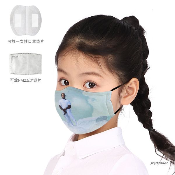 

t printed and pusha children's haze-proof dust-proof pm2.5 filter cotton mask