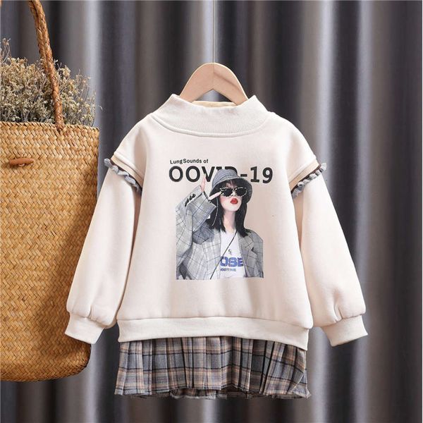 

fake cloth children's plaid girl's david's two piece pullover, Black