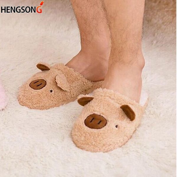 

slippers winter women's slipper home shoes for women chinelos pantufas adulto fashion lovely bear pig indoor house with fur1, Black