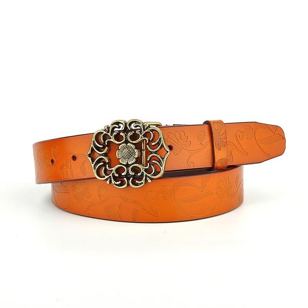 

belts (ta-weo) fashion retro ladies leather belts, women split smooth buckle belt, Black;brown