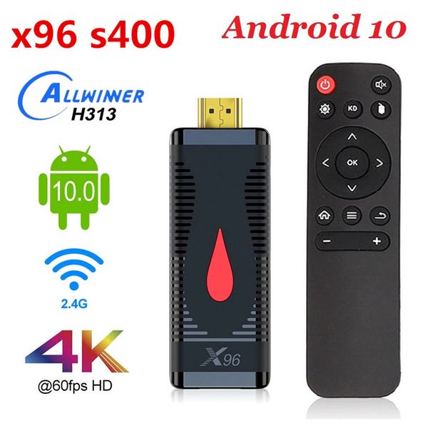 

2020 x96 s400 tv stick smart android 10.0 quad core allwinner h313 quad-core wifi 1080p lpddr3 4k 2gb 16gb 60fps tv dongle