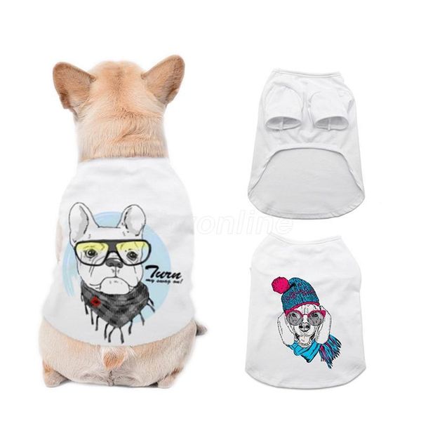 

sublimation blank white diy pet dog sleeveless thin vest small pet heat transfer print pet t-shirt clothes wholesale