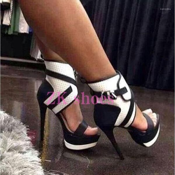 

sandals charm2021 women's foreign trade high-heeled fashion large shoes spot1, Black