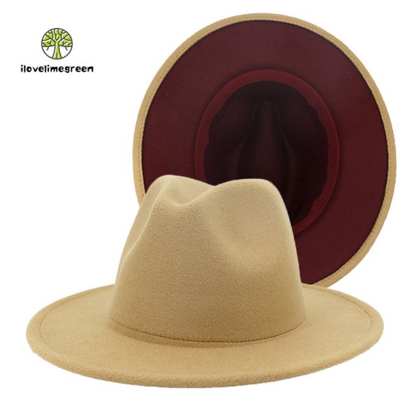 

2020 fall winter women men flat wide brim woolen felt fedora hat church party jazz panama hat and caps  xl c0123, Blue;gray