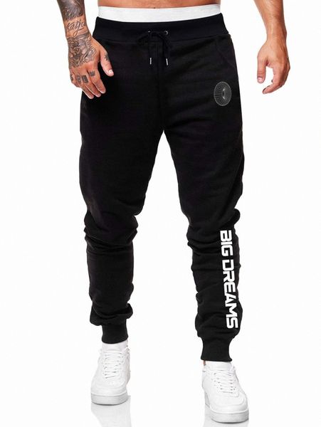 

romwe guys letter graphic sweatpants p3ol#, Black