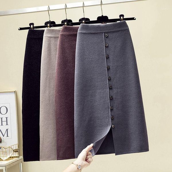 

2020 women office skirt spring autumn warm knitted black pencil skirts ladies high waist elegant long skir party club skirt1
