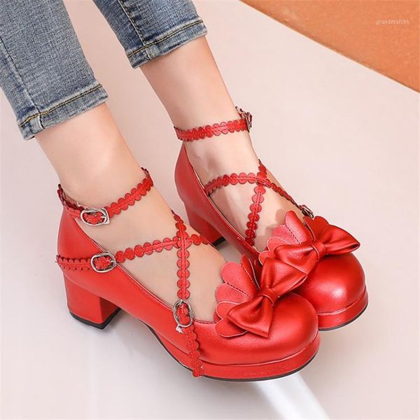 

dress shoes pxelena 6 candy color kawaii lolita mary janes girls cross tied bow ruffles women wedding cosplay pumps large size 34-451, Black