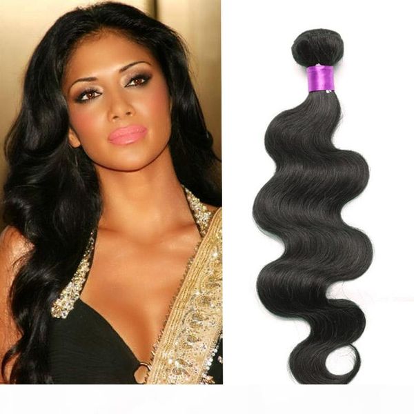 

7a brazilian body wave 4 bundles unprocessed virgin peruvian malaysian indian brazilian human hair weaves mink brazilian body wave, Black