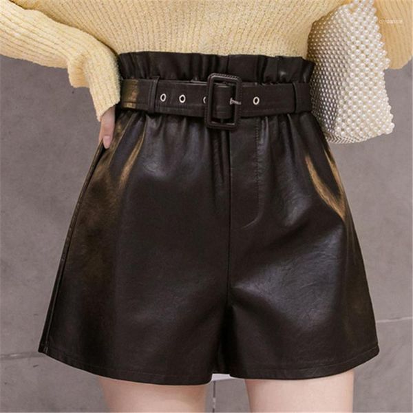 

pu leather shorts women night club black shorts summer gothic girl streetwear punk casual high waist goth 202011, White;black
