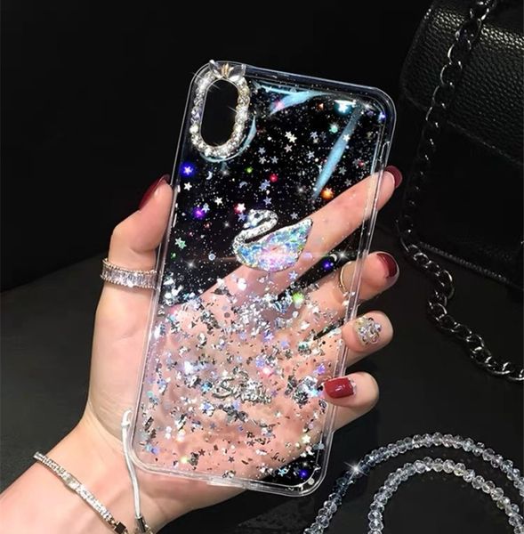 

new iphone12pro case fashion glitter silver foil rhinestone swan suitable for 8plus mobile phone case iphone 12 soft max transparent case