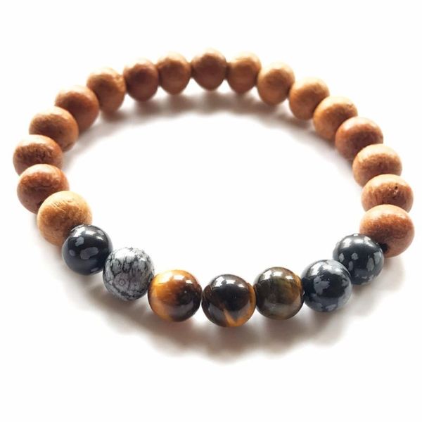 

тигровый глаз камень браслет природных snowflake браслет вуд бусы йога мала бусы наручные браслеты браслеты медитации, Black