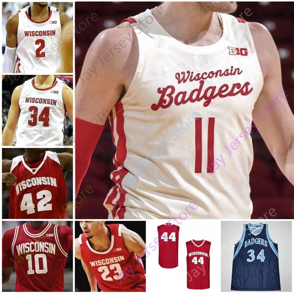 Camisa de basquete Wisconsin Badgers NCAA College Aleem Ford D'Mitrik Trice Brevin Pritzl Walt McGrory Finley Harris Joe Hedstrom Potter