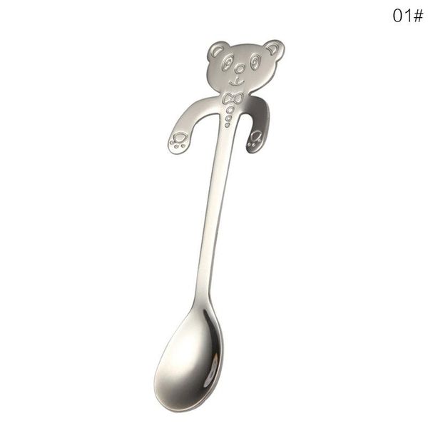 

aihogard 1pcs из нержавеющей стали мультфильм медведь гитара ложка творческий молочный кофе ложка ледяной чайной столовой посуду аксессуары