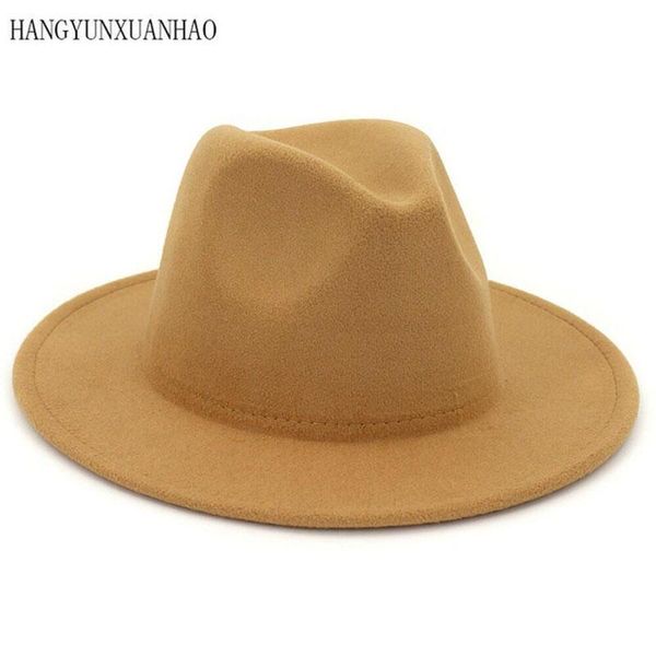 

wide brim hats 2021 autumn winter womens felt hat fedoras big for women british style vintage lady flat, Blue;gray