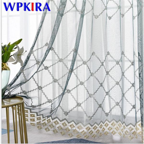 

romatic gradient tulle curtains for living room embroidery window screen bedroom kicthen drape panel voile sheer x-ad536#30