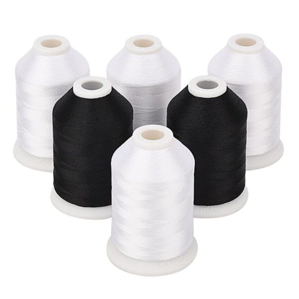 

simthread 1500 meters mini-king spool 60wt machine embroidery bobbin fill thread white black for sewing embroidery machines, Black;white