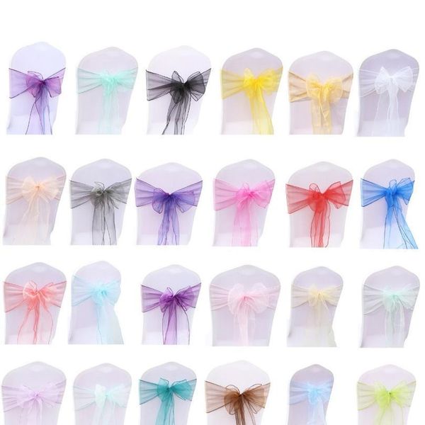 

organza wedding chair knot decoration chair sashes bow for wedding party event banquet chairs cover decor 18cm qylktt