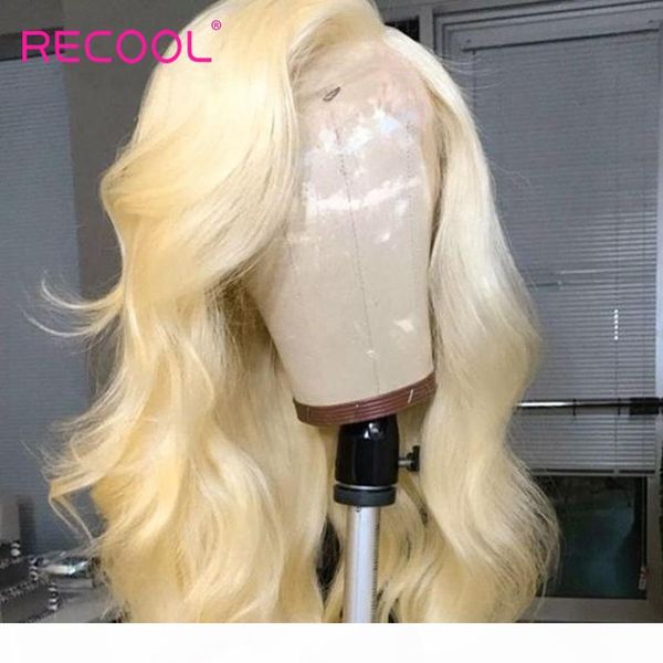 

recool 613 blonde lace front wig 13x6 lace front human hair wigs brazilian body wave hd transparent lace frontal wig pre plucked, Black