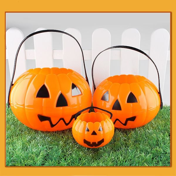 

candy bag halloween decoration foldable detachable two a half pumpkin bucket large, medium and small