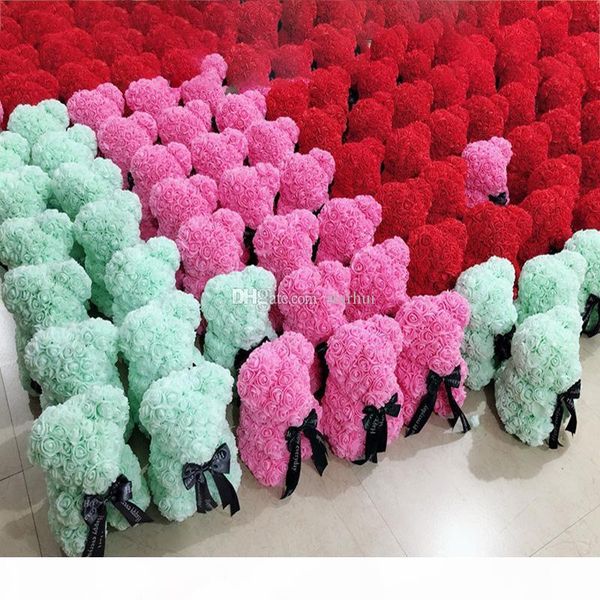 

25cm soap foam roses bear teddi bear rose flower artificial for women valentines gift christmas plush bear party decoration wx9-1399