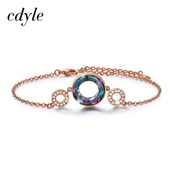 

cdyle women gold bracelet embellished with crystal bracelet circle crystals bracelet jewelry for women birthday 0930, Black