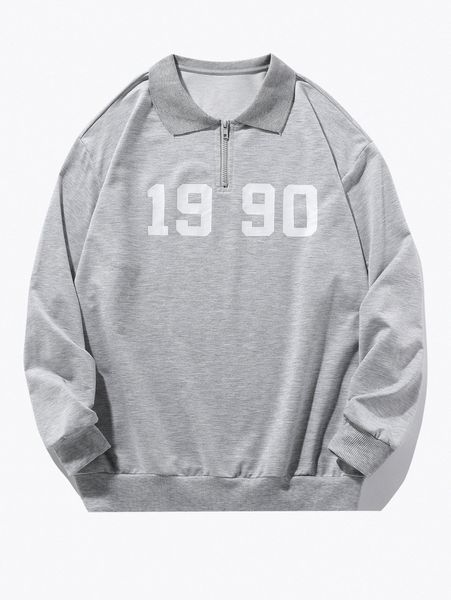 

men number print quarter zip drop shoulder sweatshirt x4gs#, Black