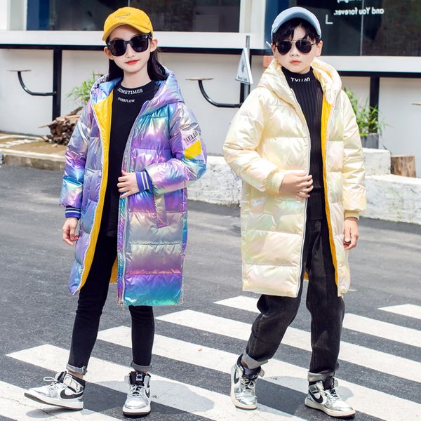 

olekid 2020 winter children down jacket hooded shiny waterproof boys winter coat 4-11 years kids teenage girls outerwear parkas 0927, Blue;gray