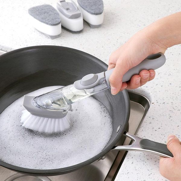 

long handle wash pot brush liquid brush pot artifact non stick oil kitchen cleaning brush matic liquid sponge wash h sqcldz