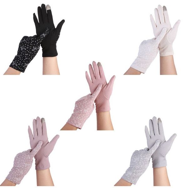 

женщины лето цветочный touchscreen gloves non-slip сетка солнцезащитный driving варежки, Blue;gray
