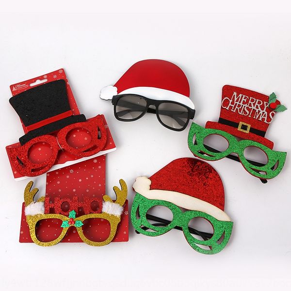 

creative decoration glasses props christmas hat santa hat glasses frame christmas ball performance party props hat5b