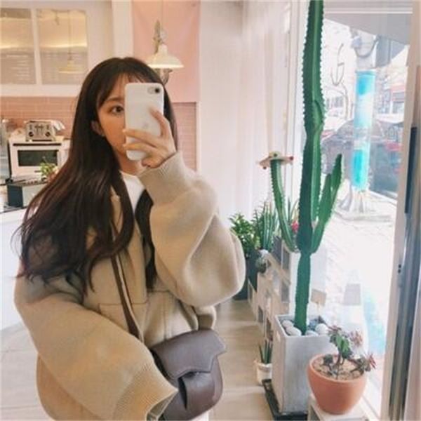

2021 new new fall girl cashmere sweater with hoodie zippers big cardigan size thick women's jacket clothes 16oq, White;black